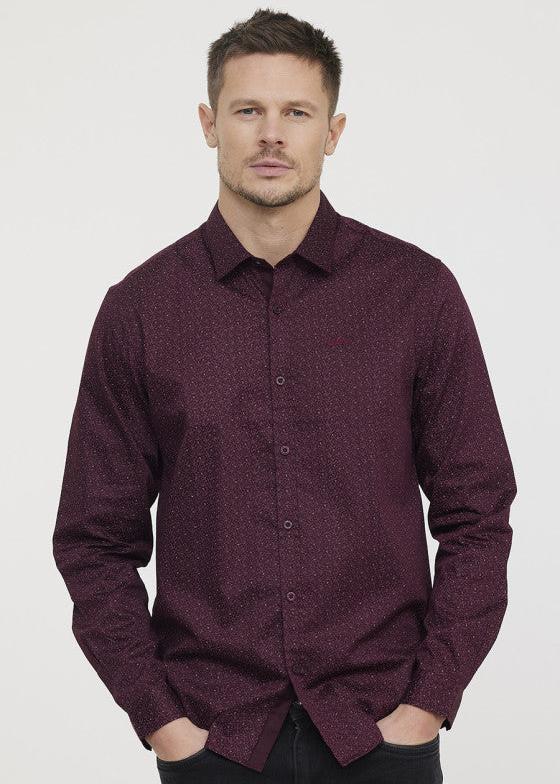 Chemise à motifs Lee Cooper bordeaux