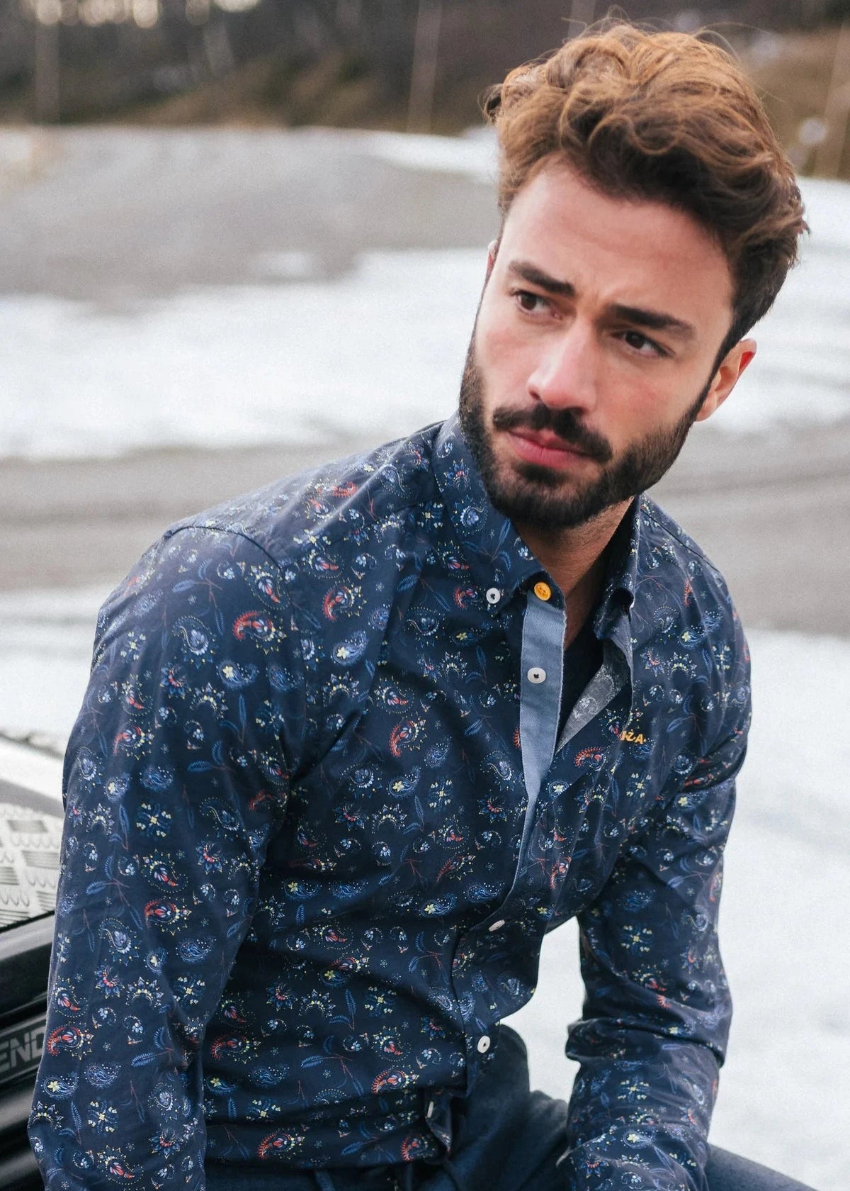 Chemise à motifs NZA marine pour homme | Georgespaul 