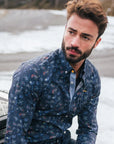 Chemise à motifs NZA marine pour homme | Georgespaul 