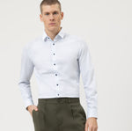 Afbeelding in Gallery-weergave laden, Chemise OLYMP ajustée blanche en coton pour homme I Georgespaul

