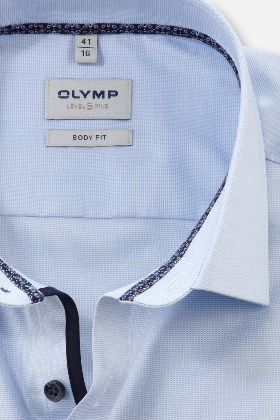 Chemise à motifs OLYMP ajustée bleue pour homme | Georgespaul