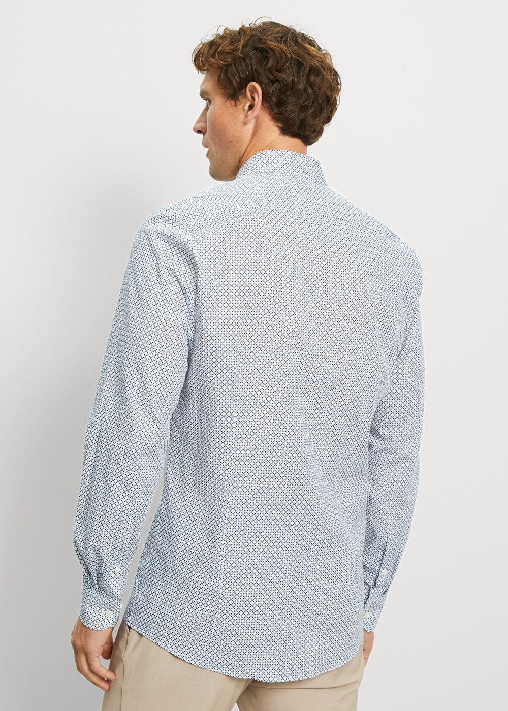 Chemise à motifs OLYMP ajustée bleue pour homme | Georgespaul