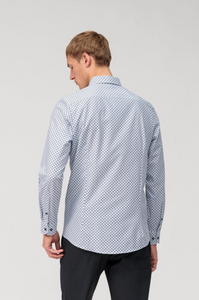 Chemise à motifs OLYMP ajustée bleue stretch