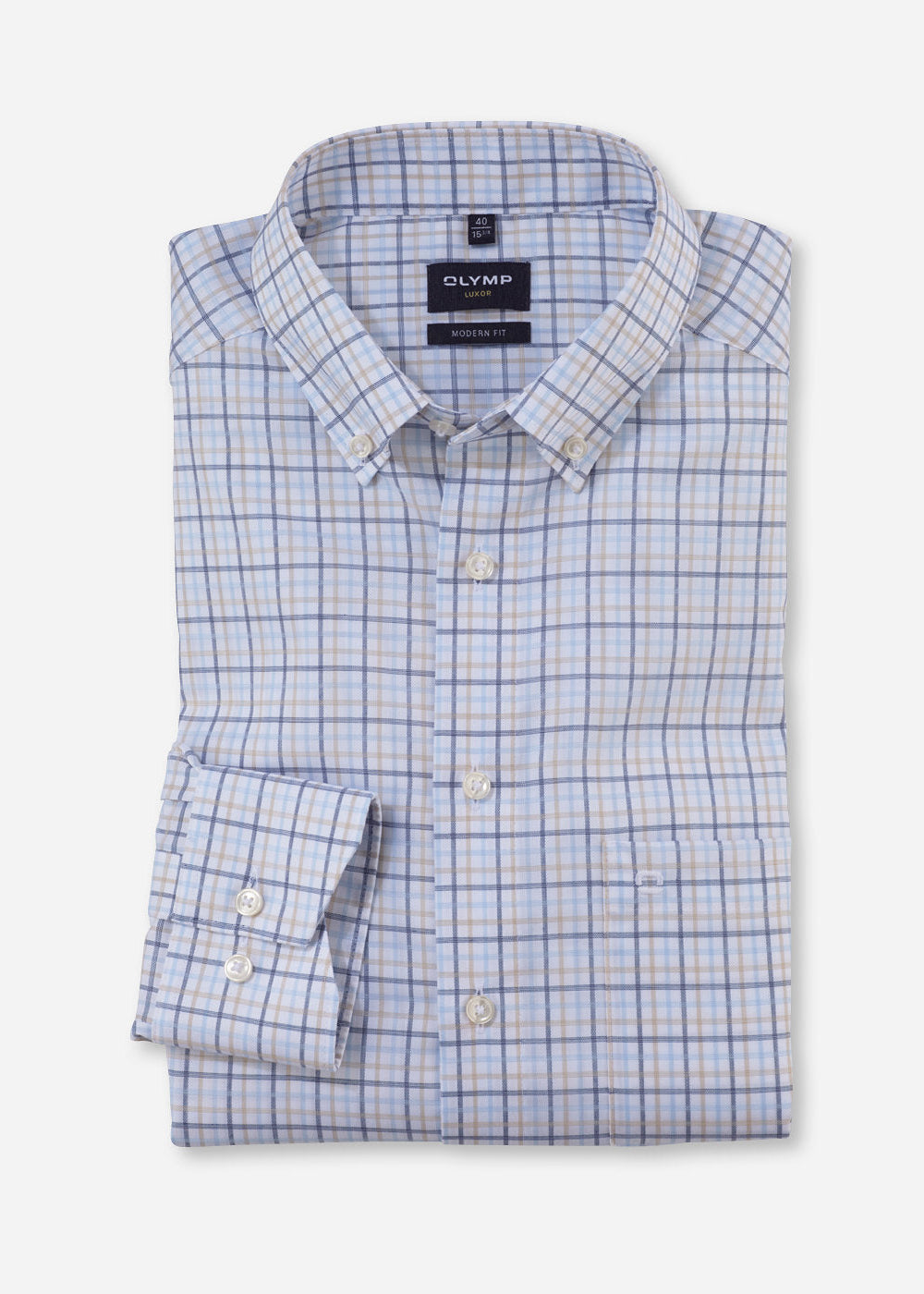 Chemise à motifs OLYMP bleue pour homme | Georgespaul 