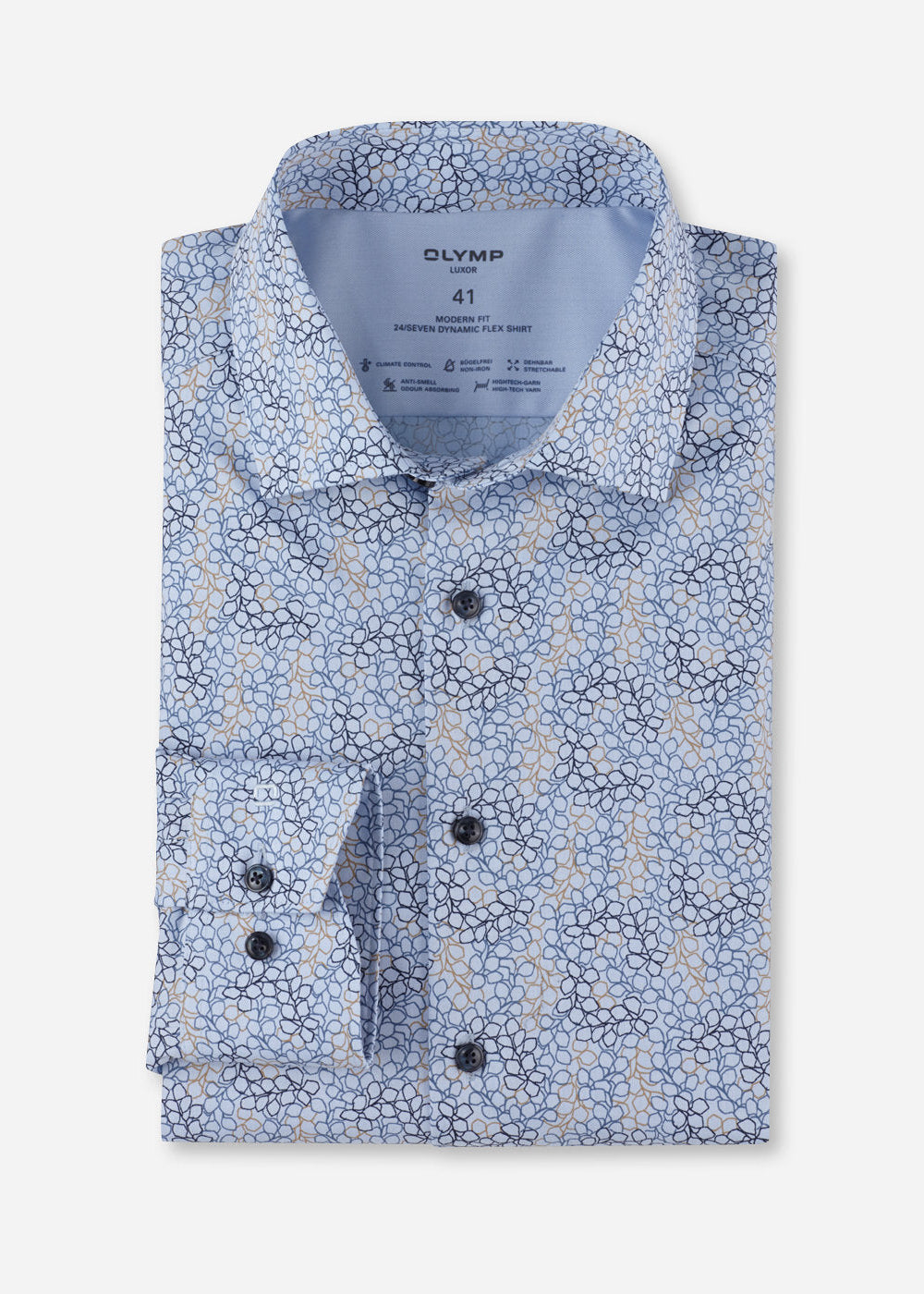 Chemise à motifs OLYMP bleue pour homme | Georgespaul 