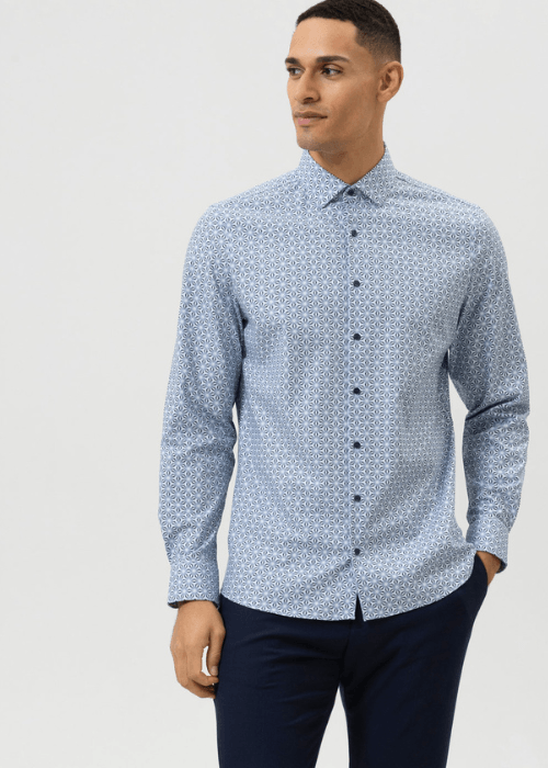 Chemise à motifs OLYMP bleue - Georgespaul