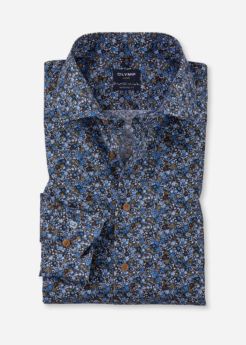 Chemise à motifs OLYMP marine | Georgespaul       