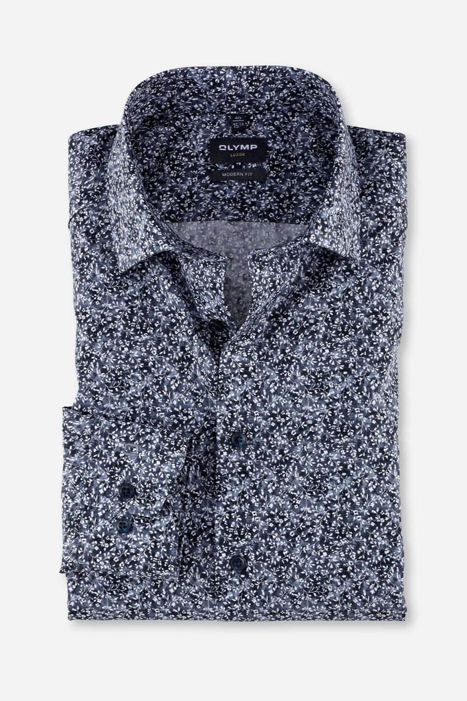 Chemise à motifs OLYMP marine pour homme | Georgespaul