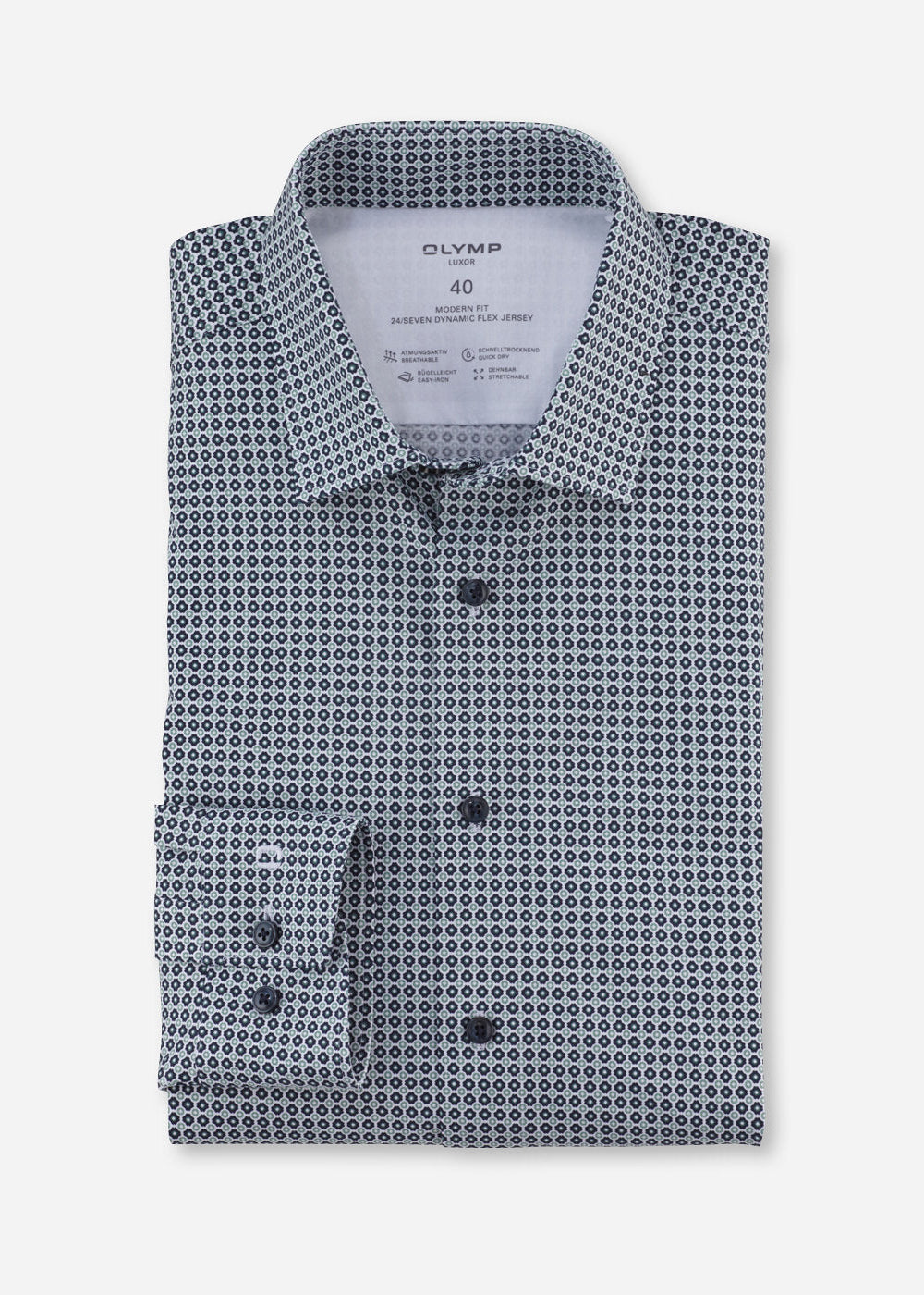 Chemise à motifs OLYMP marine pour homme | Georgespaul