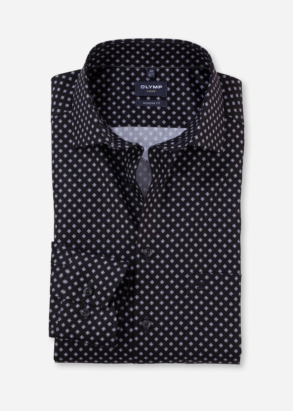 Chemise à motifs OLYMP noire pour homme | Georgespaul 