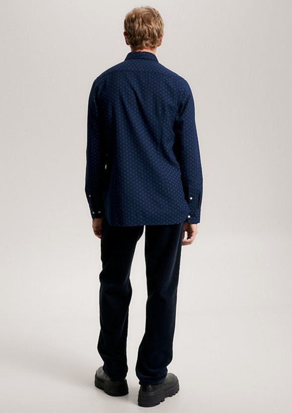 Chemise à motifs Tommy Hilfiger ajustée marine en coton bio | Georgespaul