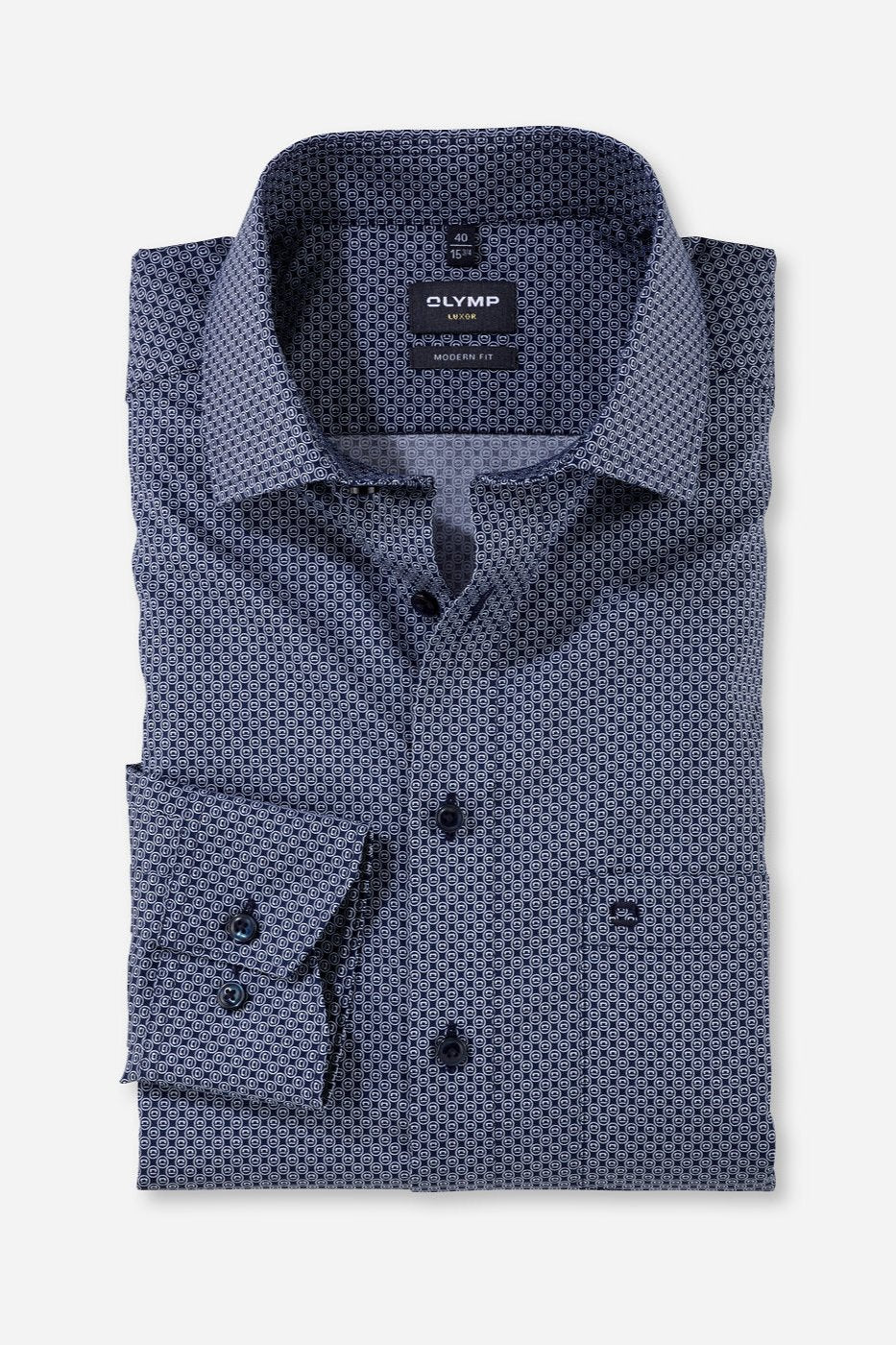 Chemise à motifs OLYMP marine - Georgespaul