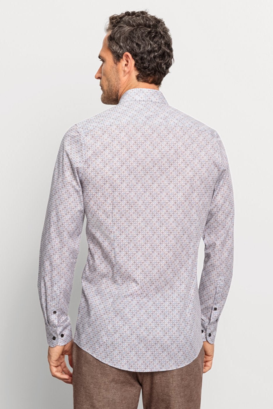 Chemise à motifs OLYMP ajustée marron - Georgespaul