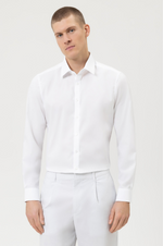 Laden Sie das Bild in den Galerie-Viewer, Chemise homme OLYMP ajustée blanche en coton stretch | Georgespaul
