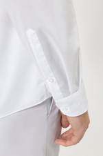 Laden Sie das Bild in den Galerie-Viewer, Chemise homme OLYMP ajustée blanche en coton stretch | Georgespaul
