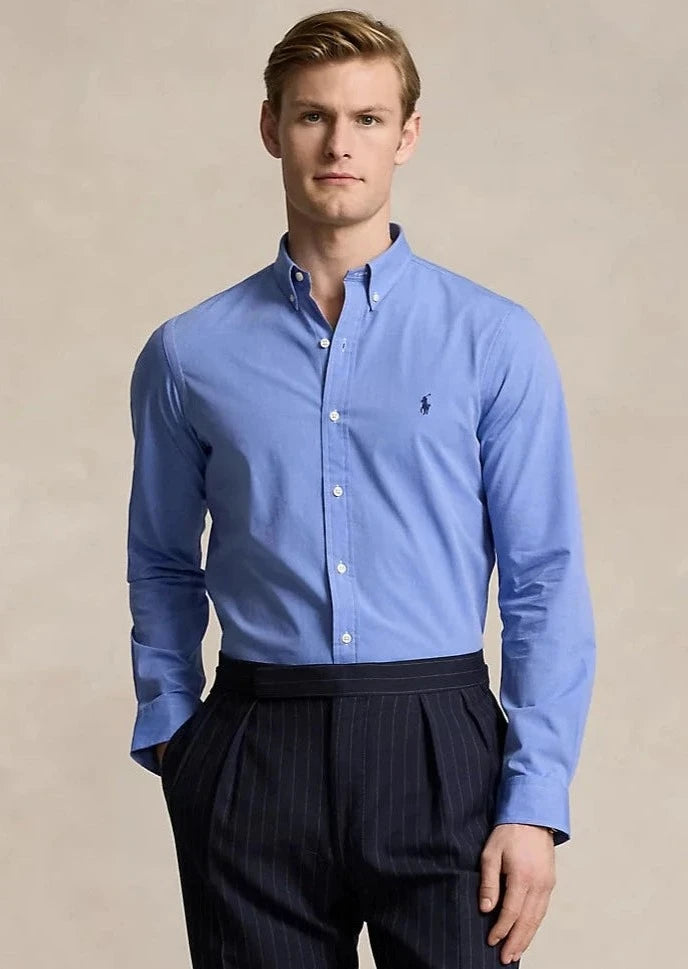 Chemise homme Ralph Lauren bleue en coton stretch | Georgespaul