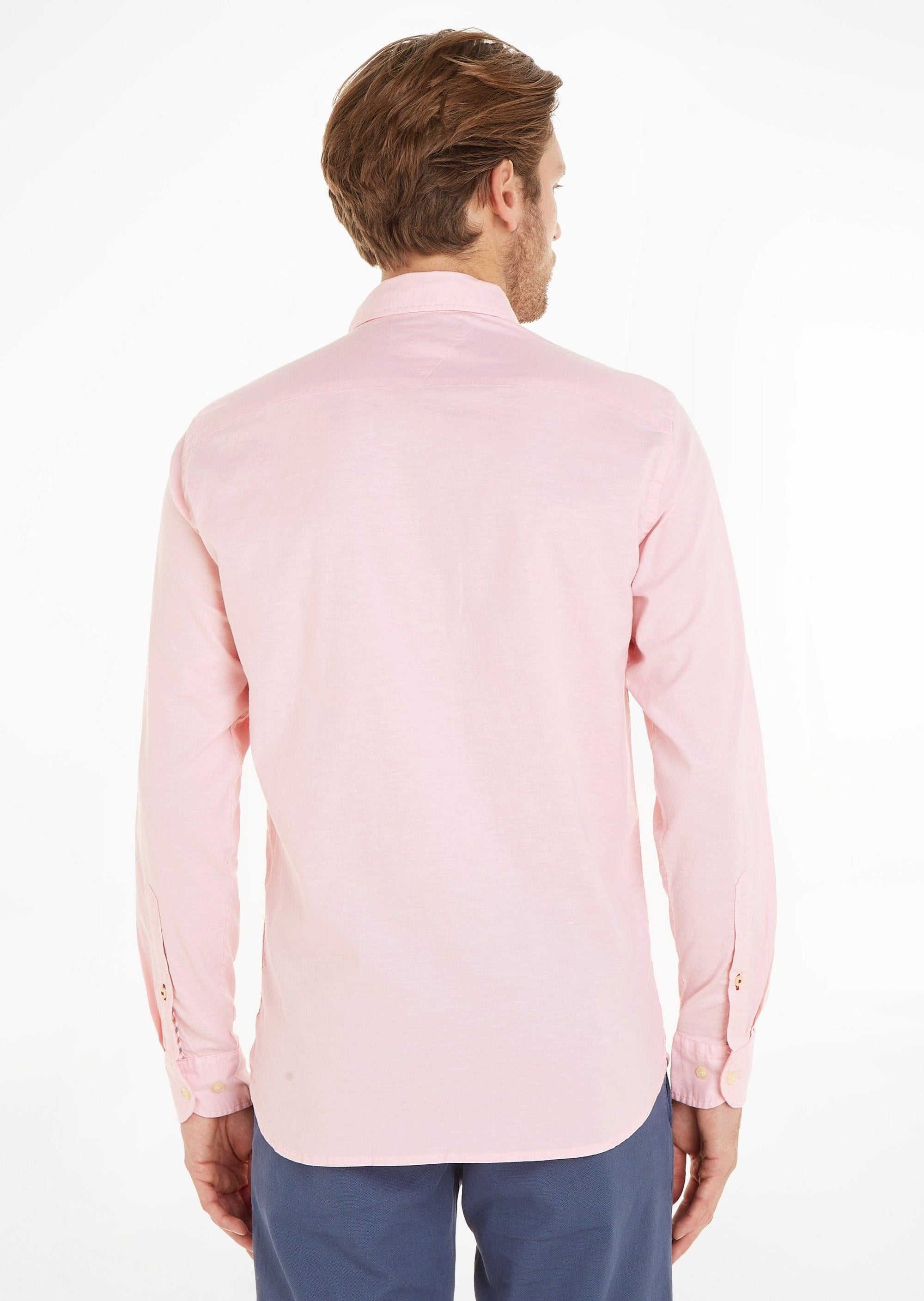 Chemise Tommy Hilfiger rose en coton bio stretch - Georgespaul