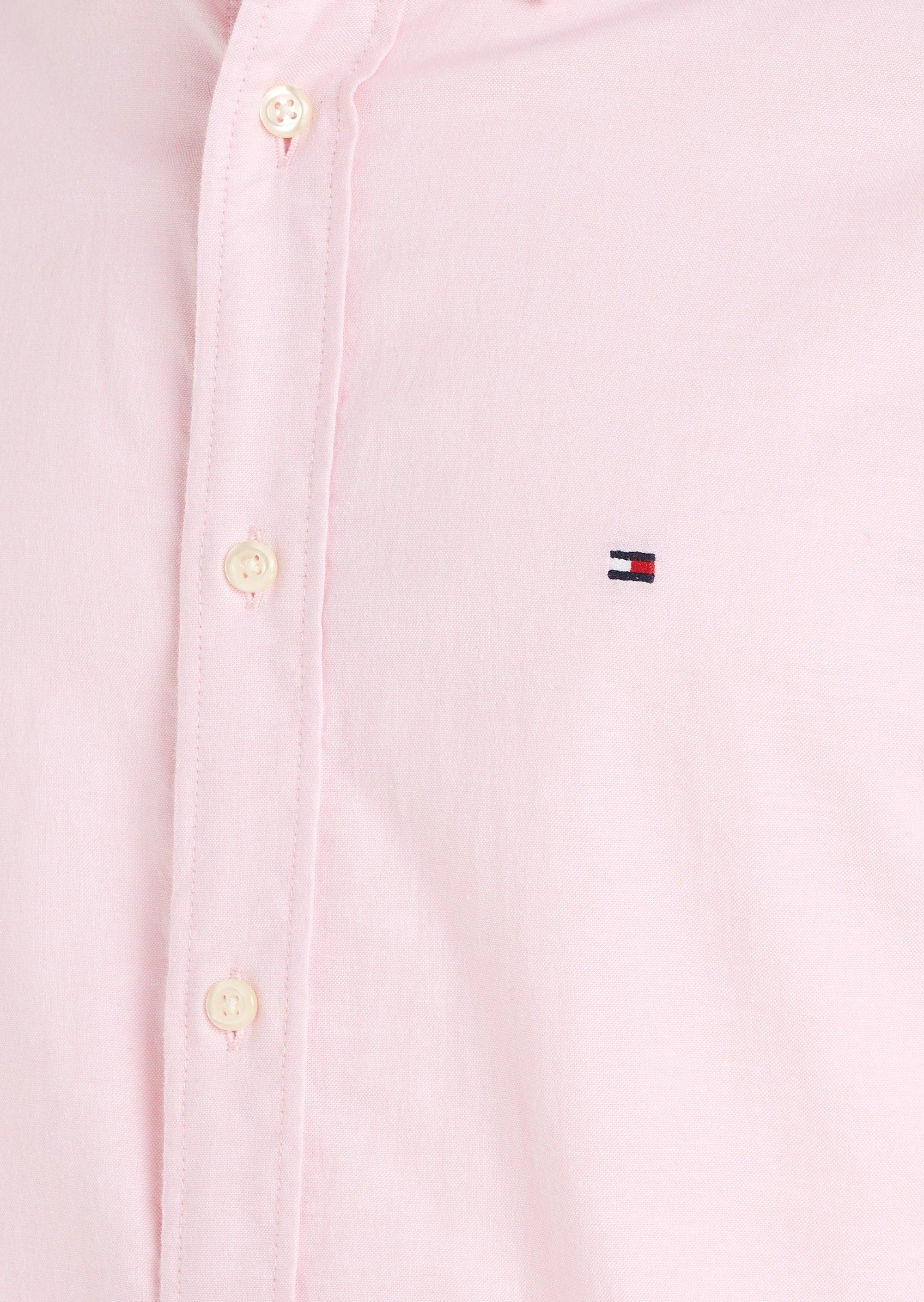 Chemise Tommy Hilfiger rose en coton bio stretch - Georgespaul