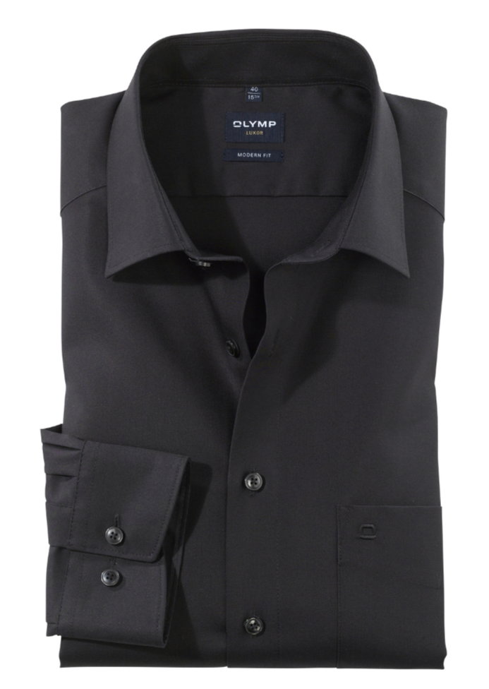 Chemise homme infroissable Luxor OLYMP droite noire | Georgespaul