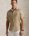 Chemise manches courtes Ralph Lauren beige | Georgespaul 