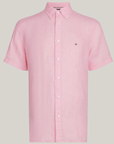 Chemise manches courtes Tommy Hilfiger rose en lin - Georgespaul