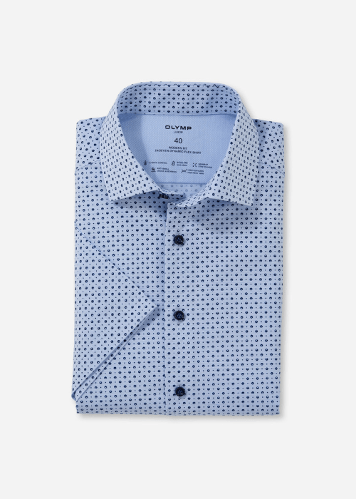 Chemise manches courtes à motifs OLYMP bleue - Georgespaul