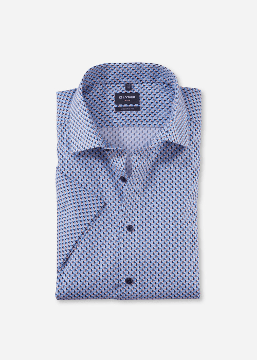 Chemise manches courtes à motifs OLYMP bleue - Georgespaul