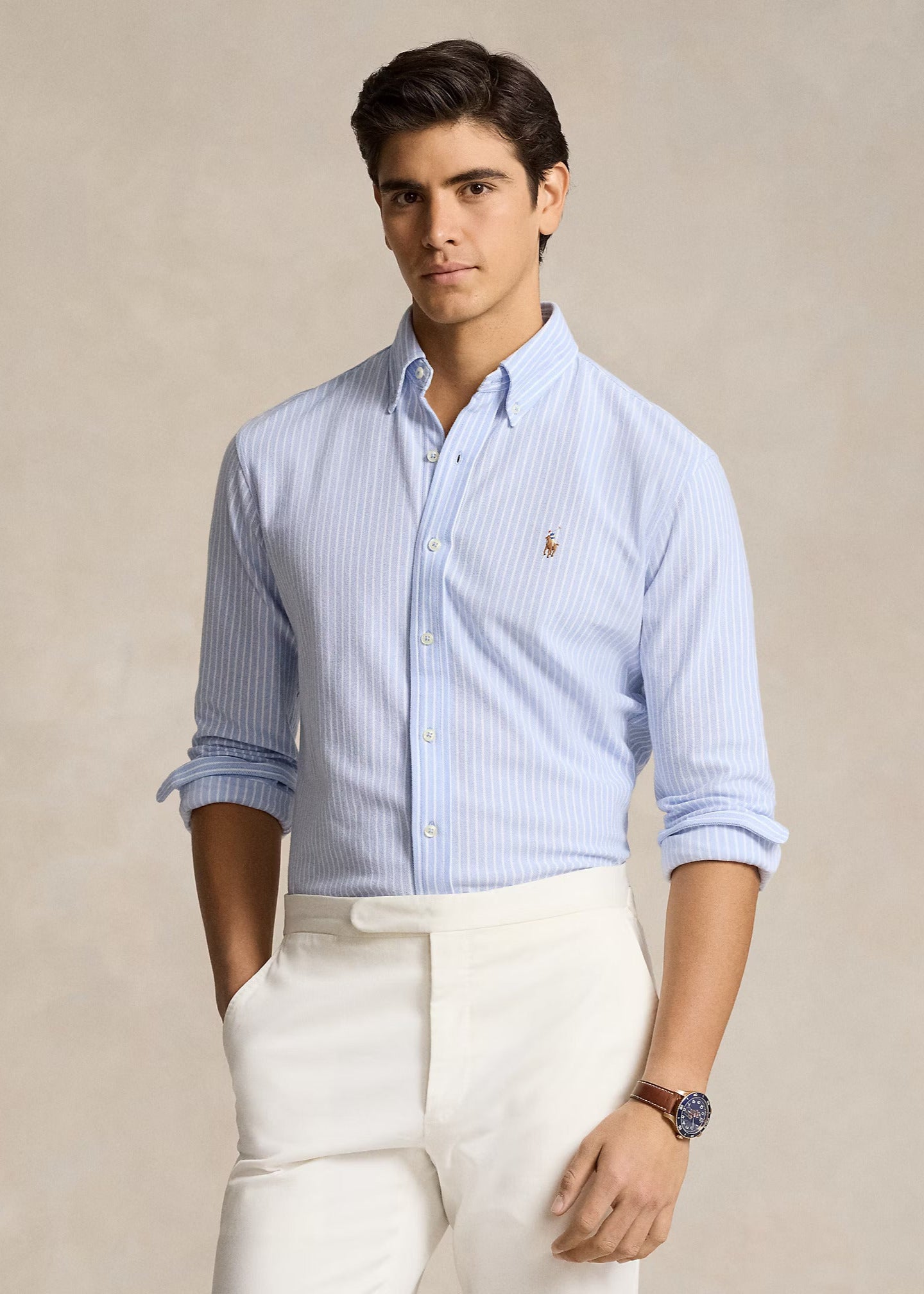 Chemise rayée Ralph Lauren bleue pour homme | Georgespaul