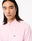 Chemise vichy Lacoste rose en popeline pour homme | Georgespaul