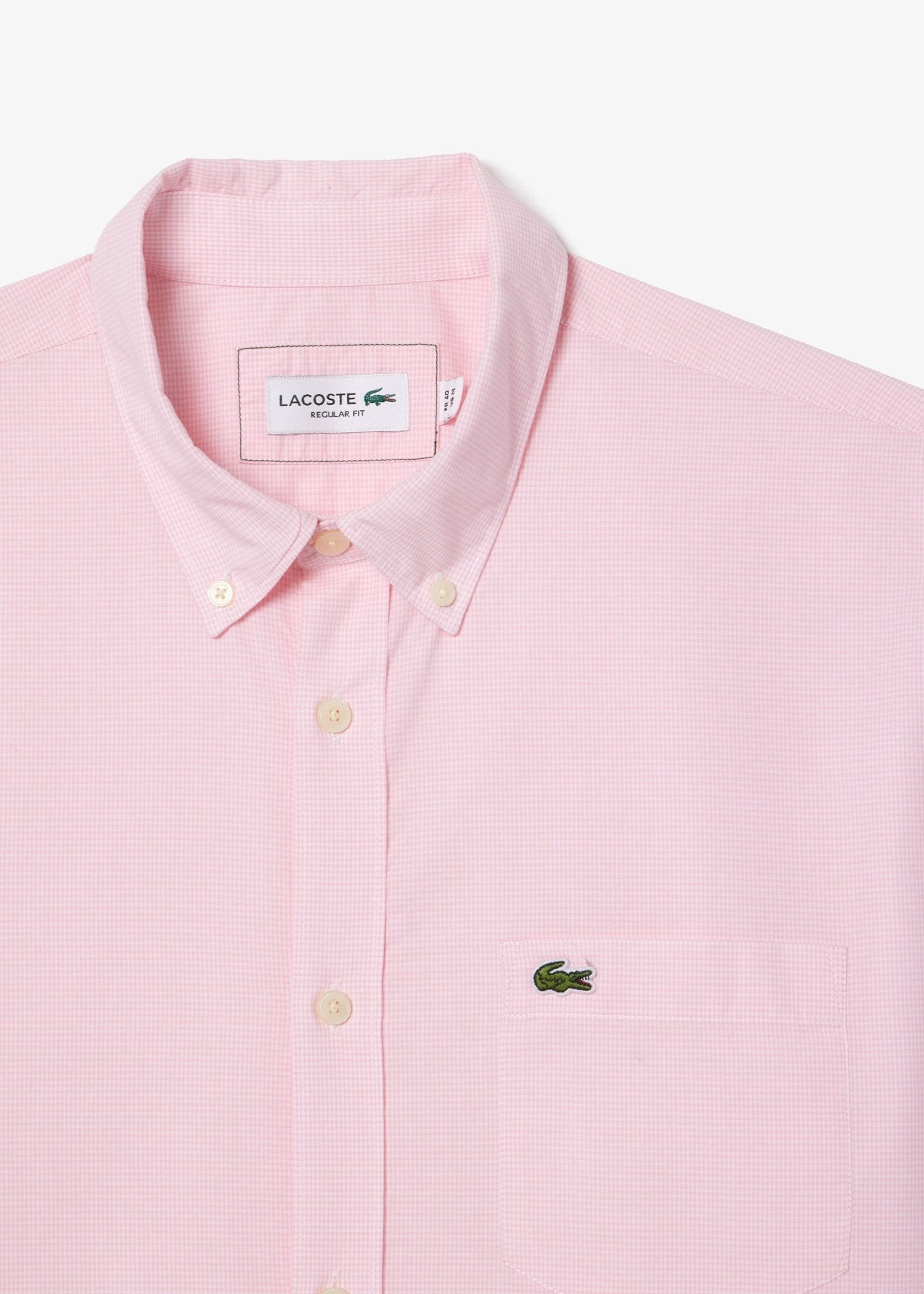 Chemise vichy Lacoste rose en popeline pour homme | Georgespaul