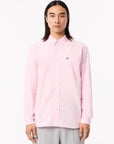 Chemise vichy Lacoste rose en popeline pour homme | Georgespaul