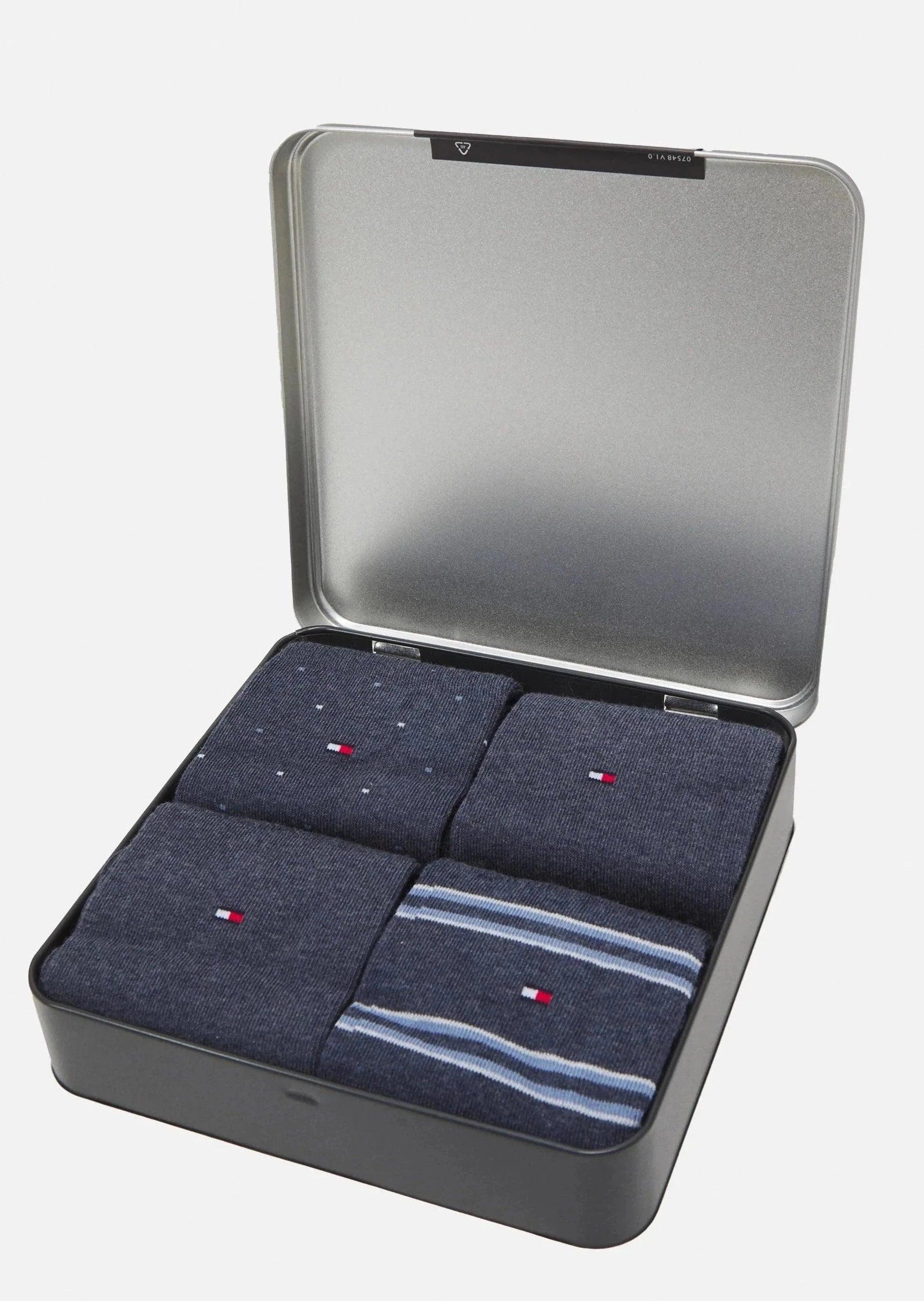 Coffret 4 paires de chaussettes Tommy Hilfiger bleues - Georgespaul