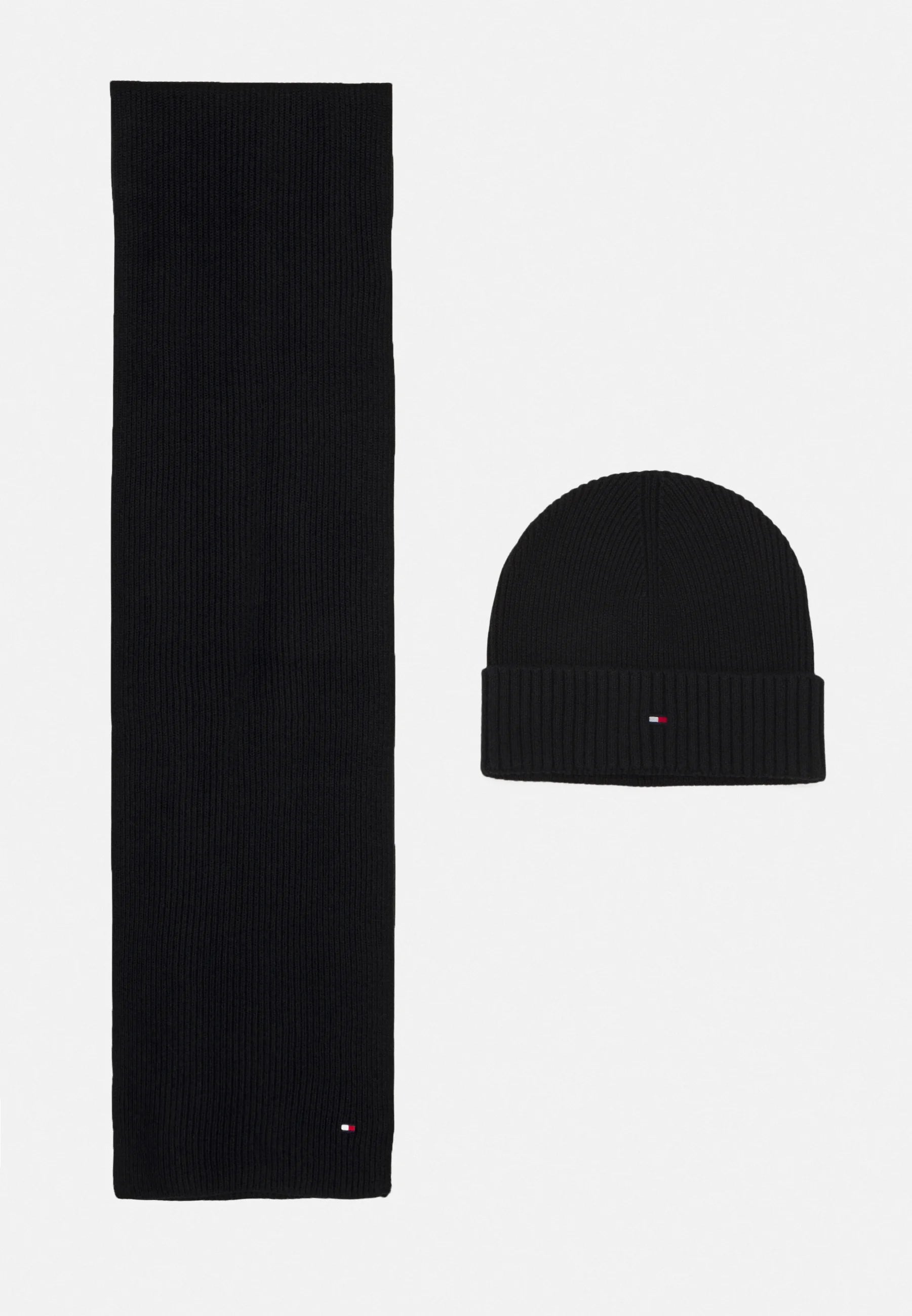 Coffret bonnet et écharpe Tommy Hilfiger en coton biologique noir