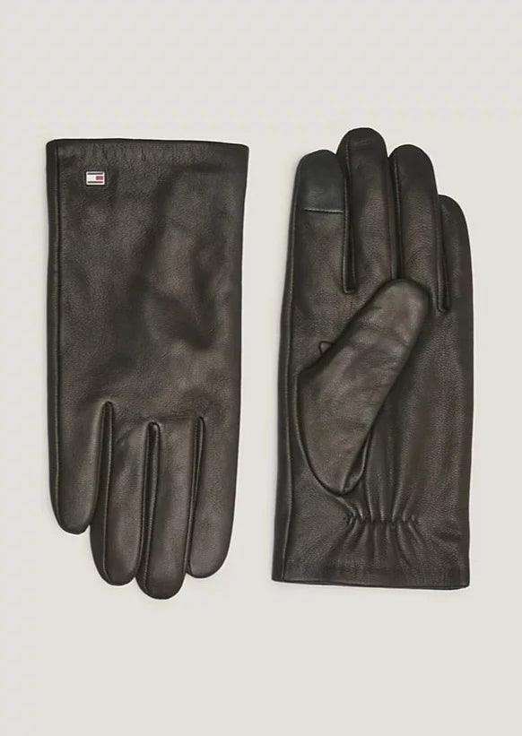 Gants homme Tommy Hilfiger noirs en cuir | Georgespaul