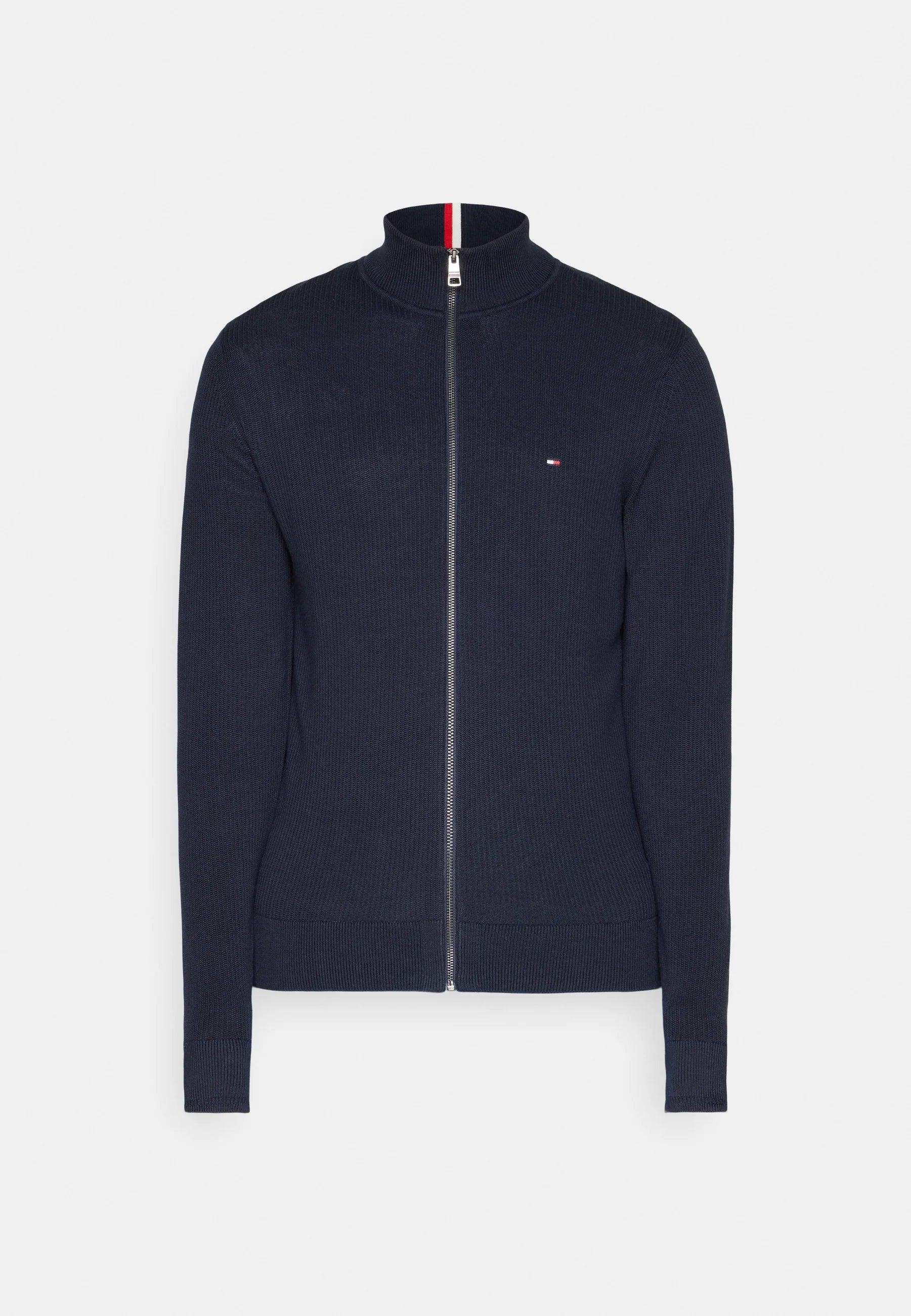 Gilet zippé Tommy Hilfiger marine en coton bio - Georgespaul