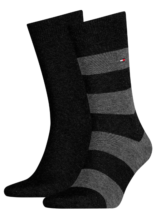 Lot de 2 paires de chaussettes montantes Tommy Hilfiger noire - Georgespaul