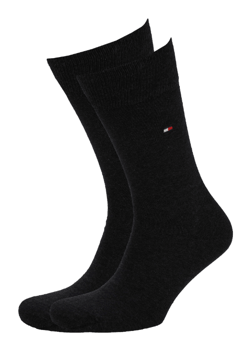 Lot de 2 paires de chaussettes montantes unies Tommy Hilfiger noires - Georgespaul