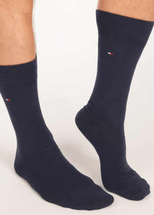 Lot de 2 paires de chaussettes montantes unies et à motifs Tommy Hilfiger marine - Georgespaul