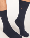 Lot de 2 paires de chaussettes montantes unies et à motifs Tommy Hilfiger marine - Georgespaul