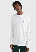 Laden Sie das Bild in den Galerie-Viewer, T-Shirt manches longues Tommy Hilfiger blanc en coton bio
