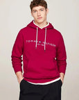 Sweat à capuche Tommy Hilfiger bordeaux en coton bio - Georgespaul