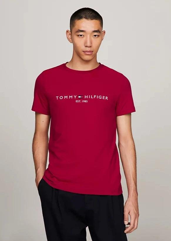 T-Shirt Tommy Hilfiger ajusté bordeaux coton bio - Georgespaul