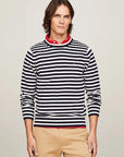 Pull à rayures Tommy Hilfiger marine en coton bio - Georgespaul