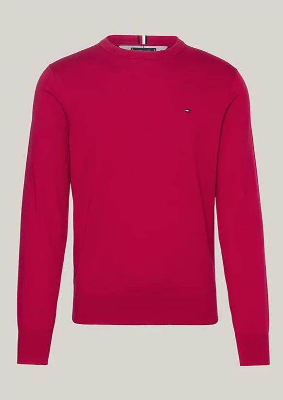 Pull Tommy Hilfiger bordeaux en coton bio - Georgespaul