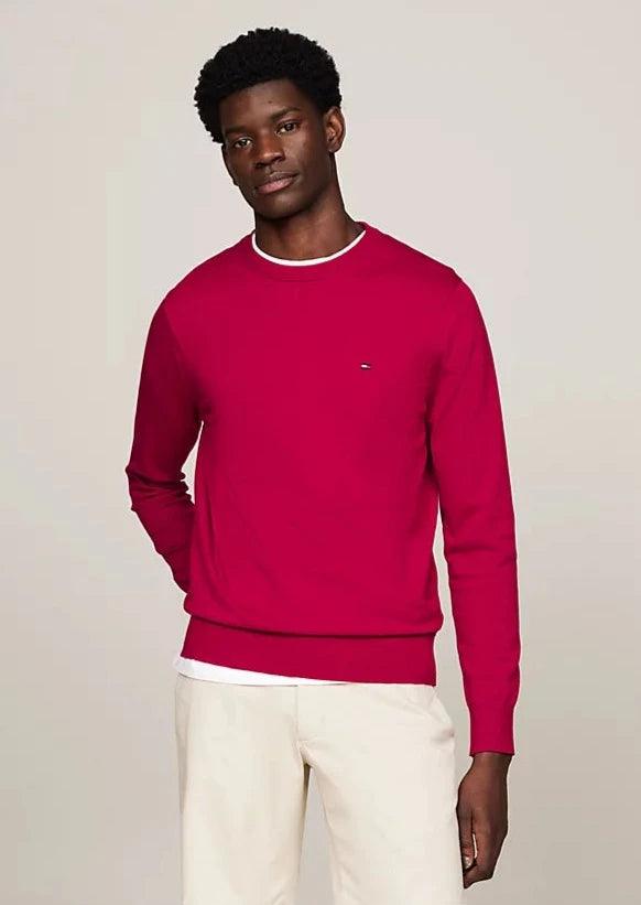 Pull Tommy Hilfiger bordeaux en coton bio - Georgespaul