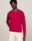 Pull Tommy Hilfiger bordeaux en coton bio - Georgespaul