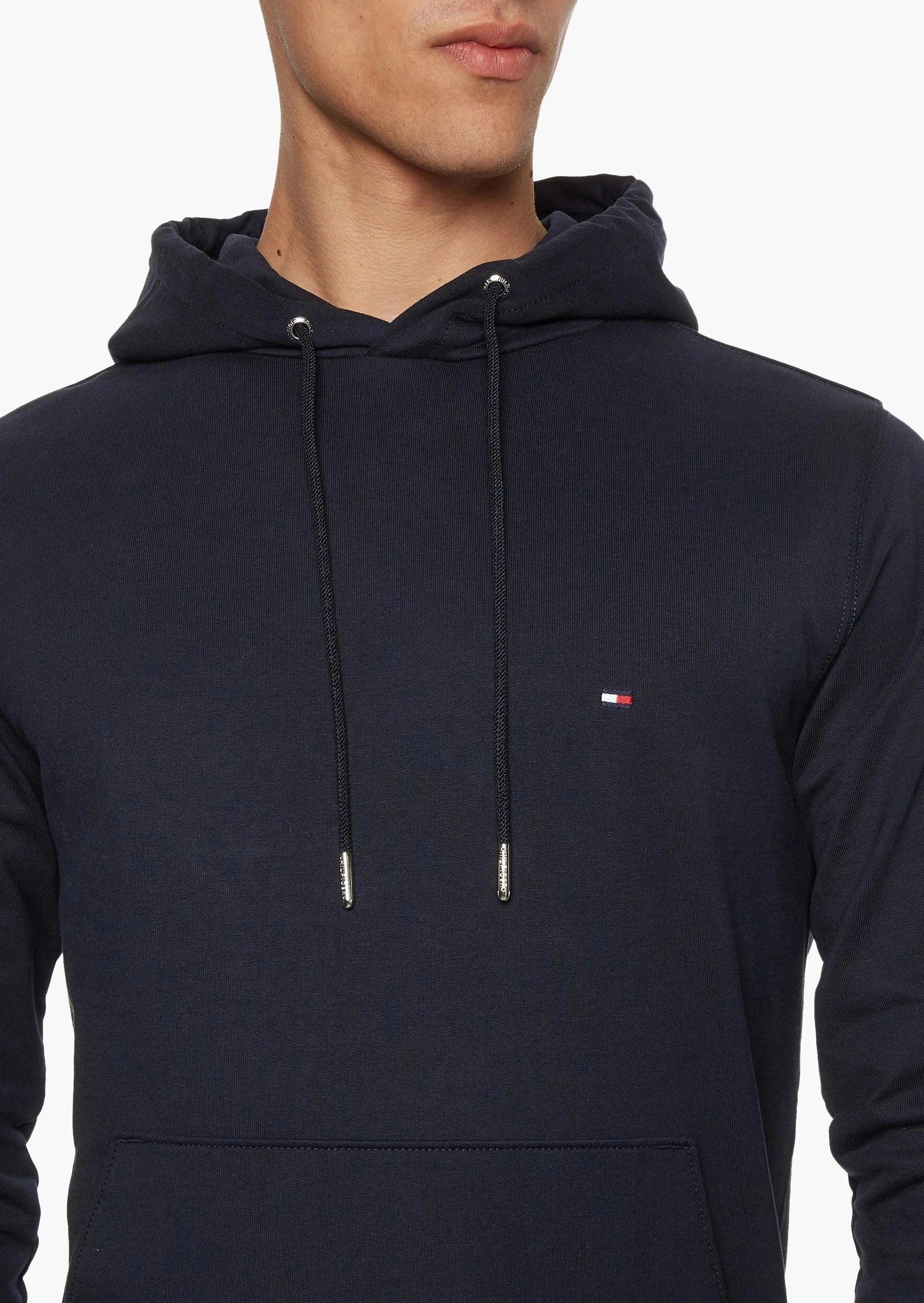 Sweat à capuche Tommy Hilfiger marine en coton bio stretch - Georgespaul