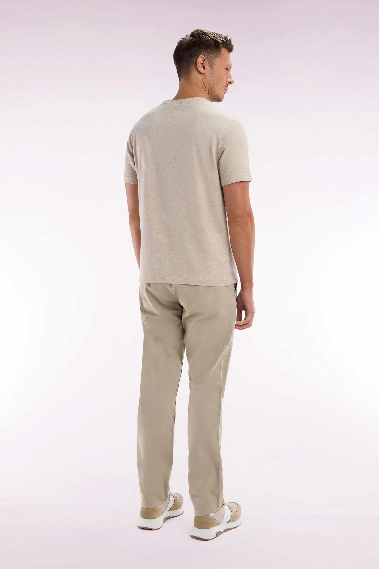 Pantalon chino Eden Park beige stretch pour homme | Georgespaul