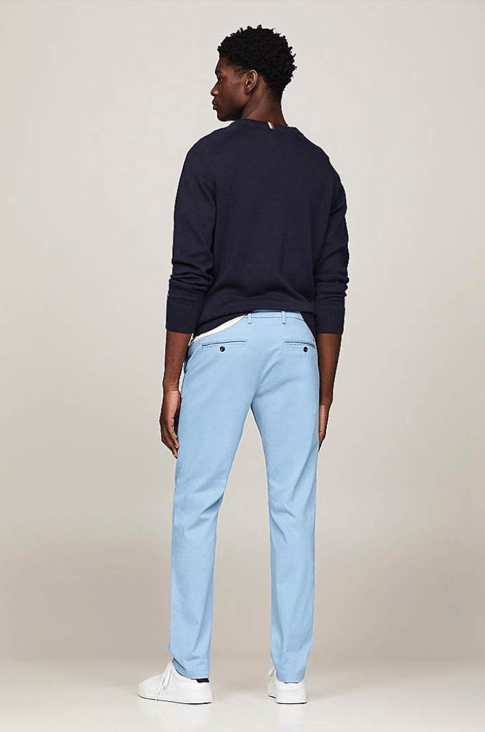 Pantalon chino Tommy Hilfiger bleu en coton bio stretch - Georgespaul