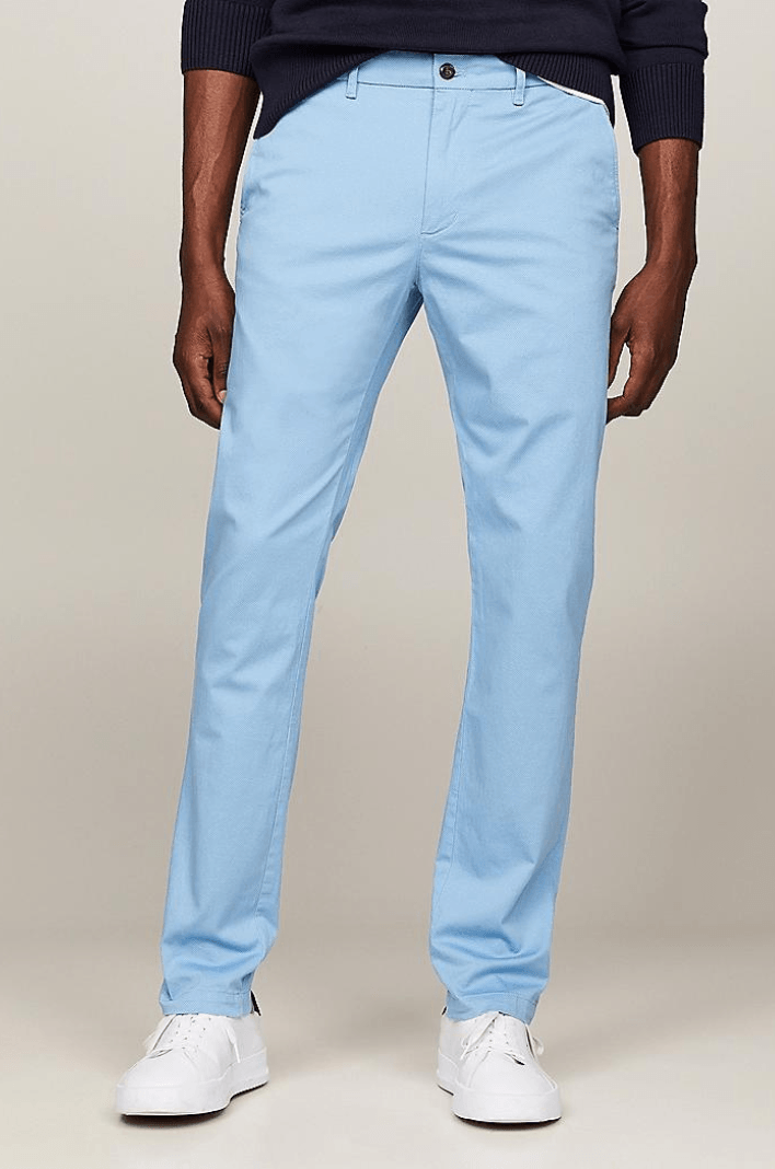 Pantalon chino Tommy Hilfiger bleu en coton bio stretch - Georgespaul